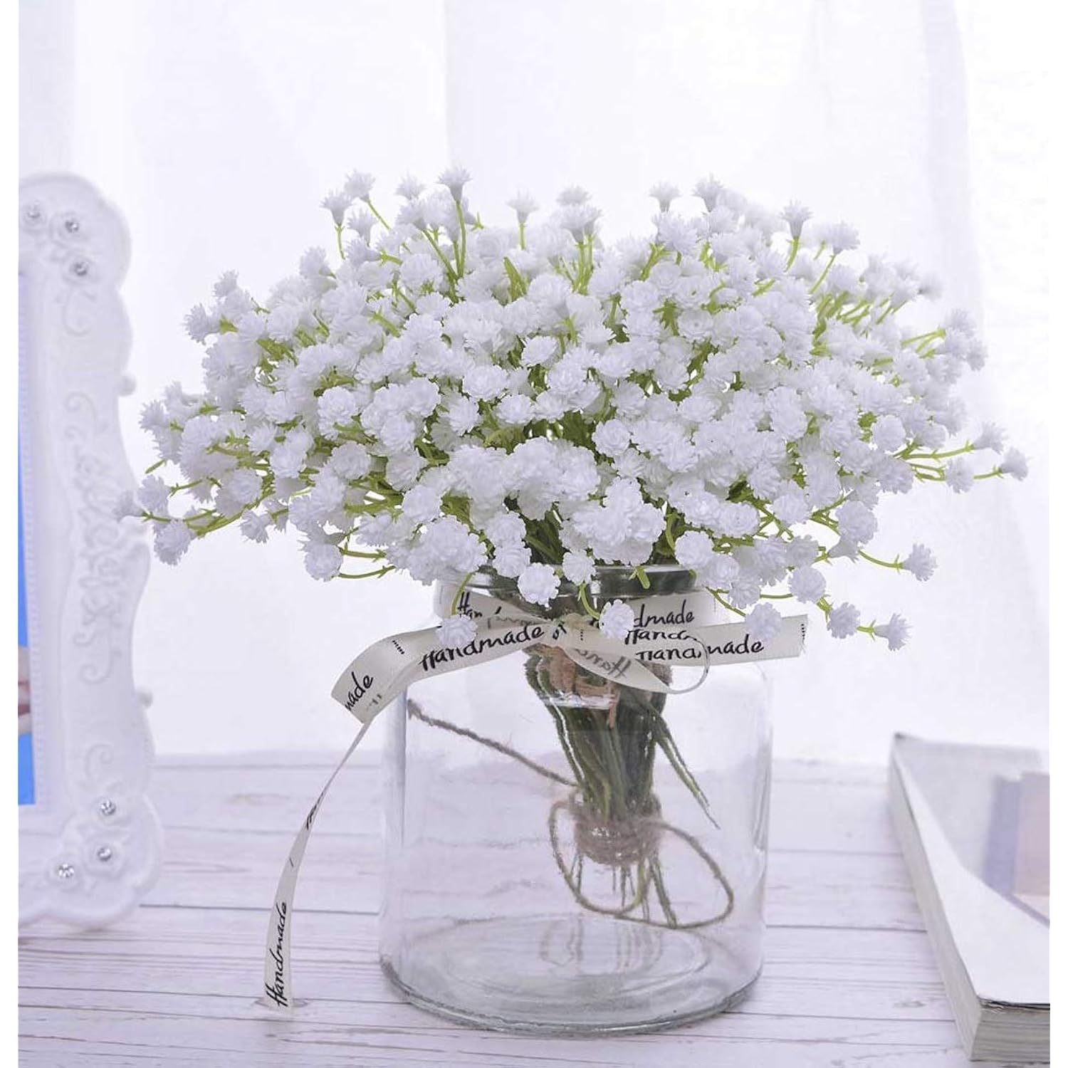 10Pcs 30 Bunches White Babys Breath Artificial Flowers Real Touch Fake Gypsophila Faux Plants For Wedding Garland Wreath Girl Crown Flower Bonquet Diy Flores Arrangement Table Décor Centerpiece