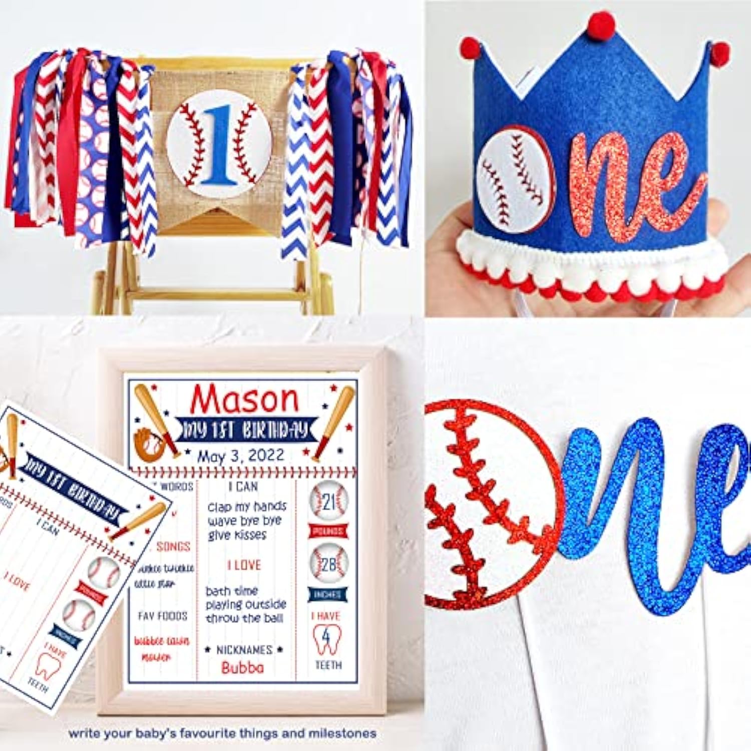 Baseball 1St Birthday Party Decorations, Rookie Of The Year 1St Birthday Decorations, 1St Birthday Party Supplies For Boys, 1St Birthday Boy Decorations