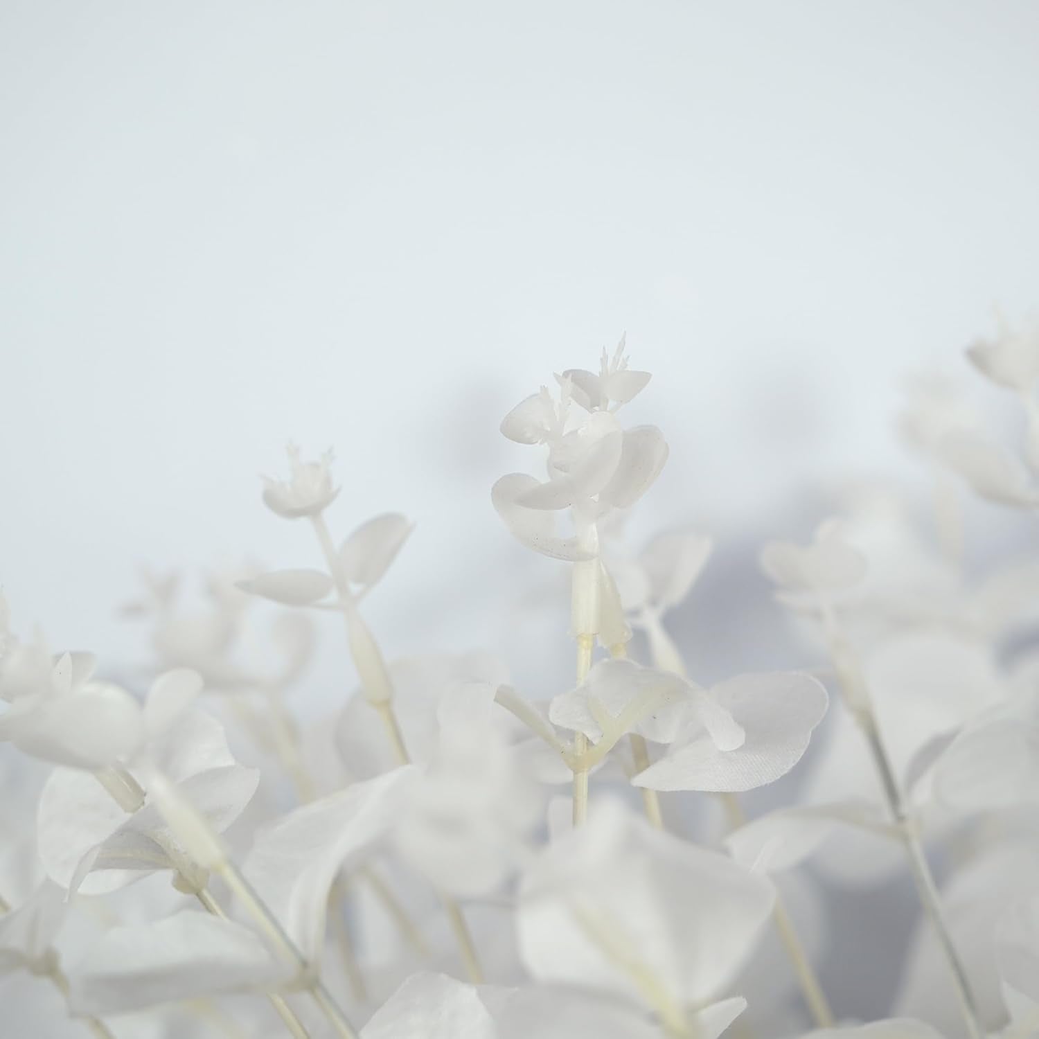 Artificial Flowers Faux Silver Dollar Eucalyptus Stems Fake Plant For Vase Home Wedding Decor 3Pcs (White)