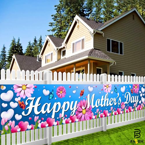Mothers Day Banner for Mothers Day Decorations - XtraLarge120x20 Inch | Happy Mother's Day Party Decorations | Mothers Day Yard Signs, Mother's Day Outdoor Décor