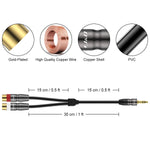 3.5 Mm To Dual Rca Audio Cable, Heavy Duty 3.5Mm Male To 2 Rca Female Gold Plated Copper Shell Stereo Audio Adapter Cable, 1 Feet