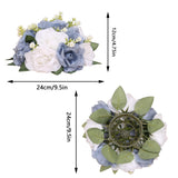 2Pcs Flower Ball Arrangement Bouquet 9.5 Inch Diameter Dusty Blue Fake Flowers Roses Balls For Centerpieces Tables Artificial Rose Arrangements For Wedding Centerpiece Table Decorations