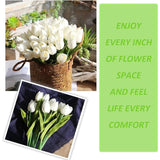 30Pcs Real Touch Tulips Pu Artificial Flowers, Fake Tulips Flowers For Arrangement Wedding Party Easter Spring Home Dining Room Office Decoration. (White)