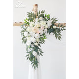Artificial Flowers Wedding Arch Decor Arch Flowers (Set Of 2) For Wedding Welcome Sign And Backdrop Decoration (New White)