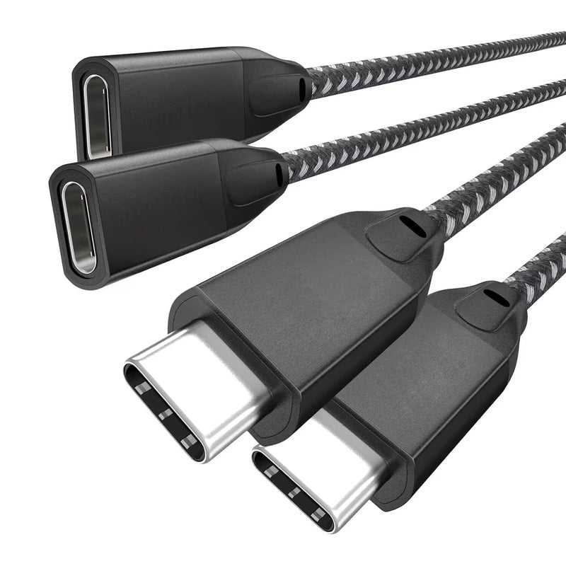 Usb C Extension Cable 2Ft 2-Pack, Usb-C 3.2 Gen2 10Gbps Male To Female 4K Vide