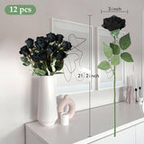 12 Pcs Artificial Roses Flowers Party Decorations Fake Roses Silk Flowers Faux Roses Flowers Petal Floral For Home Wedding Party Shop Garden Bridal Decorations Diy(Black)