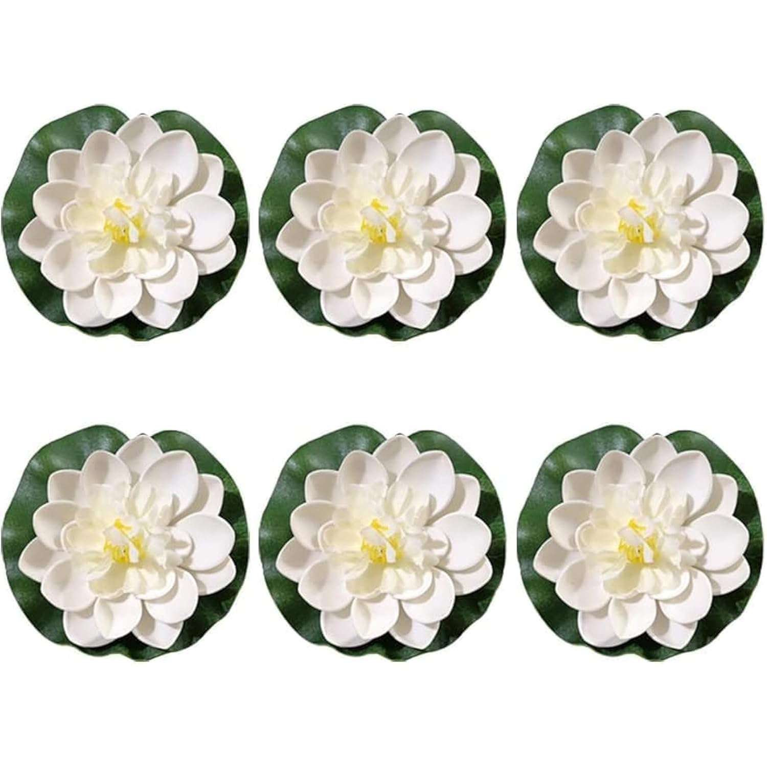 6 Pcs White Artificial Lotus Flowers Large Floating Lotus Flowers Faux Water Lily Fish Pond Artificial Plants With Artificial Lily Pads
