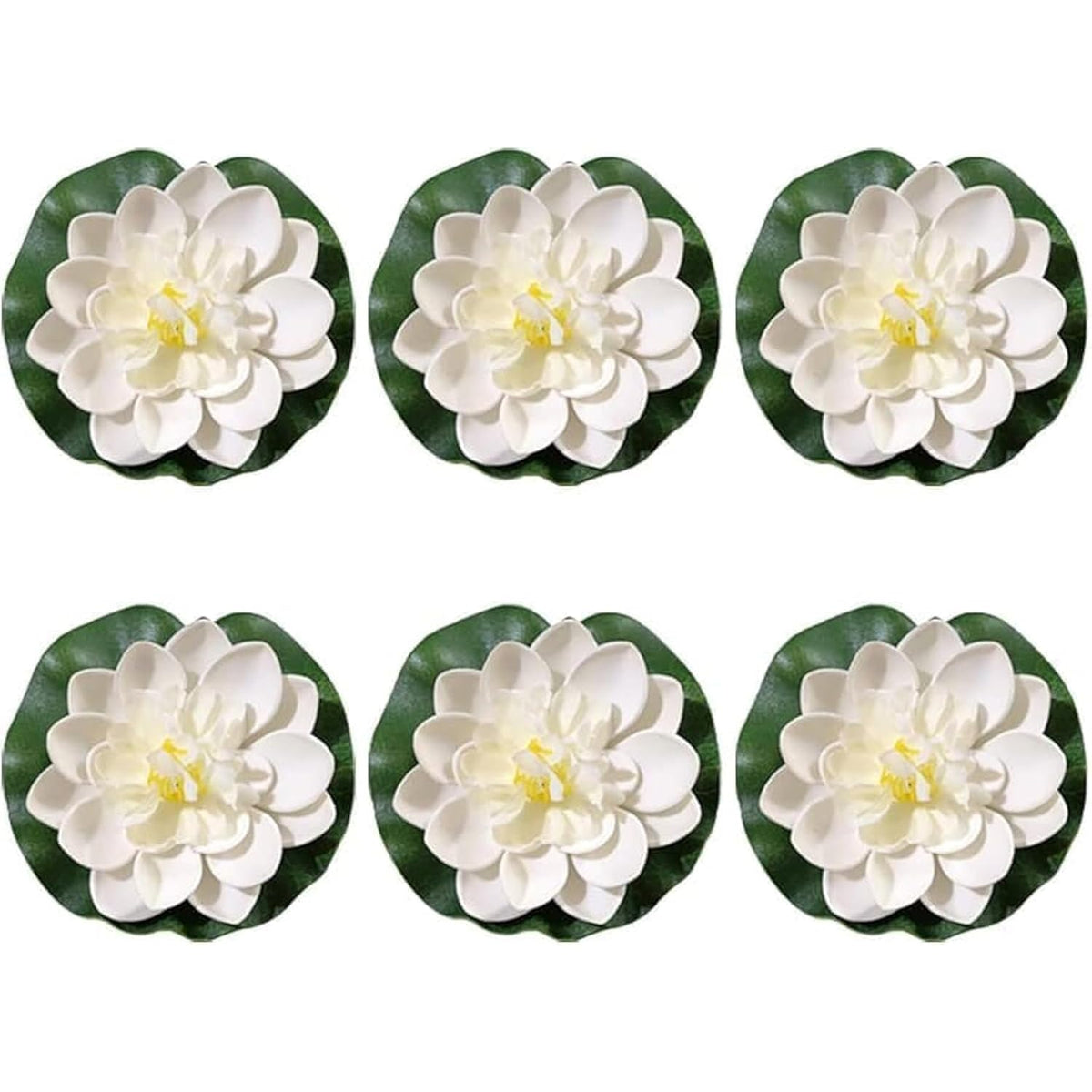 6 Pcs White Artificial Lotus Flowers Large Floating Lotus Flowers Faux Water Lily Fish Pond Artificial Plants With Artificial Lily Pads