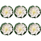 6 Pcs White Artificial Lotus Flowers Large Floating Lotus Flowers Faux Water Lily Fish Pond Artificial Plants With Artificial Lily Pads