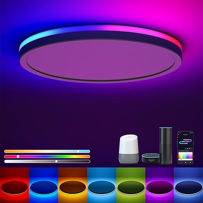 12 Inch Smart RGB LED Ceiling Light WiFi Alexa Google Flush Mount Fixture
