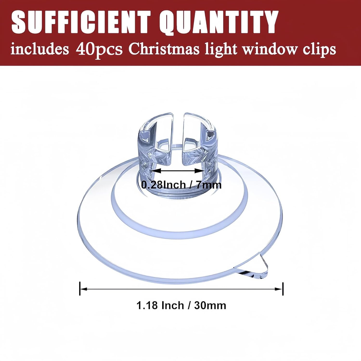 100 Pack Suction Cups For Glass - 1.2''/30Mm Small Clear Rubber Suckers For Holiday Christmas Lights String Decoration, Strong Adhesive Suction Cups Holder For Table Window Mirror Bathroom