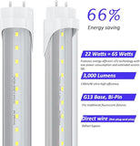25 Pack 4FT T8 LED Tube Lights 22W 3000LM 6000K 6500K Ballast Bypass Double Ended Clear Lens