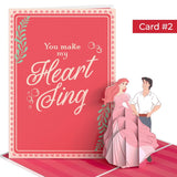 Valentines Day Card For Her, Him - 3D Disney Pop-Up Nesting Card - Disney Princesses - 4 Cards - 5" X 7" - Blank Notecard & Envelope Included