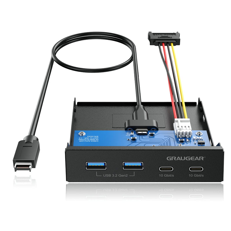 3.5 Inch Front Panel Hub, 4 Ports Internal Metal Usb Hub, 2 Usb-C 10Gbps And 2