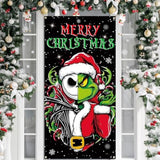 Merry Christmas Door Cover Jack Skellington Halloween Decoration Front Porch Banner Decor
