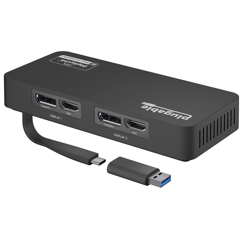 4K Displayport And Hdmi Dual Monitor Adapter For Usb 3.0 And Usb-C, Compatible