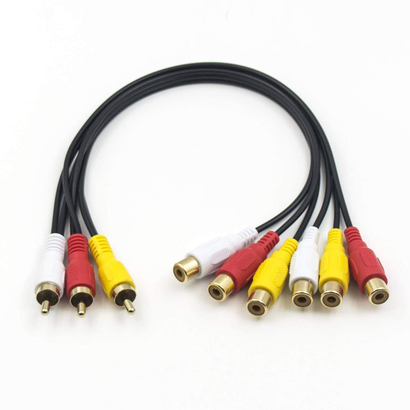 Rca Splitter Cable, Av Splitter 3 Rca Male Jack To 6 Rca Female Plug Rca Y Spl