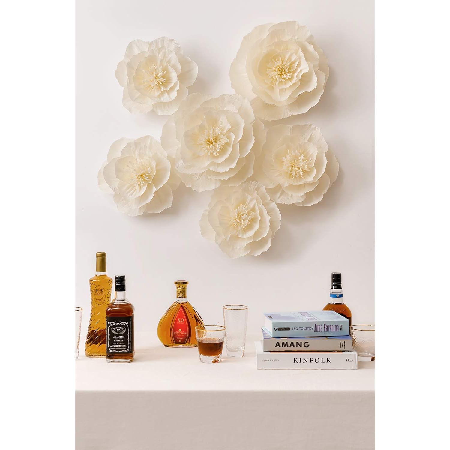 Giant Crepe Paper Flower Decorations For Wall, Wedding Backdrop, Valentine'S Day, Nursery Wall Decorations, Bridal Shower,Birthday Party (Beige, Set Of 6, No Assembly Required)