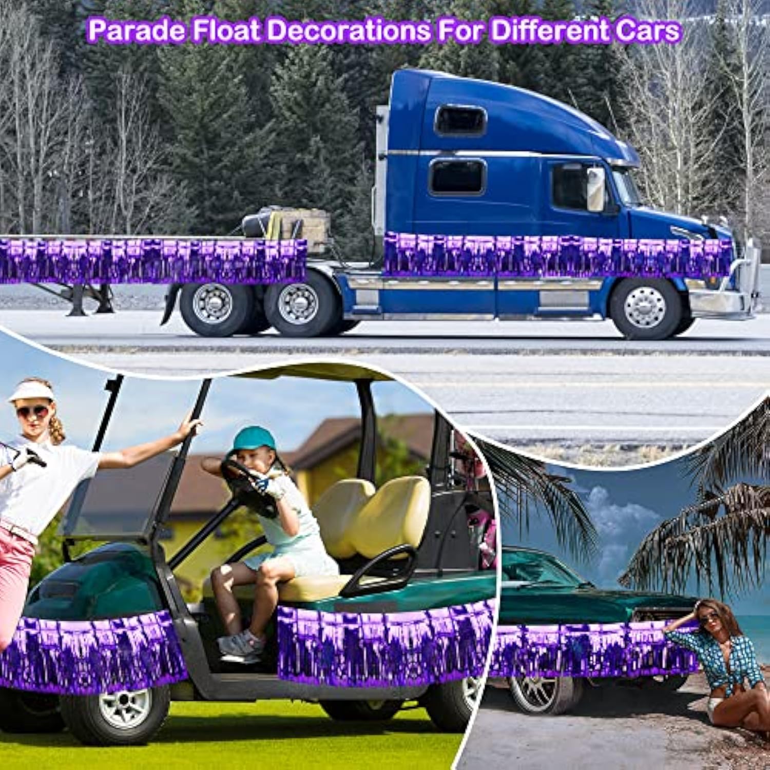 4 Pack Iridescent Fringe Float Curtain, Metallic Foil Fringe Garland W