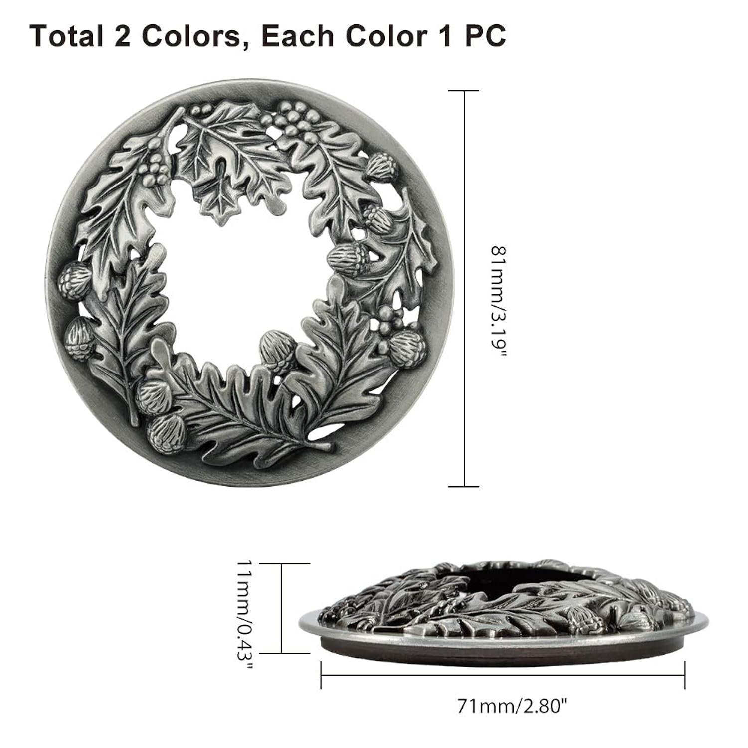2 Pack Candle Topper Leaf Pine Candle Topper Shade Jar Lid Shade Sleeves For Jar Candles - Help Candles Melt Evenly And Look Great, 3.19 In Diameter(Antique Bronze & Antique Silver)