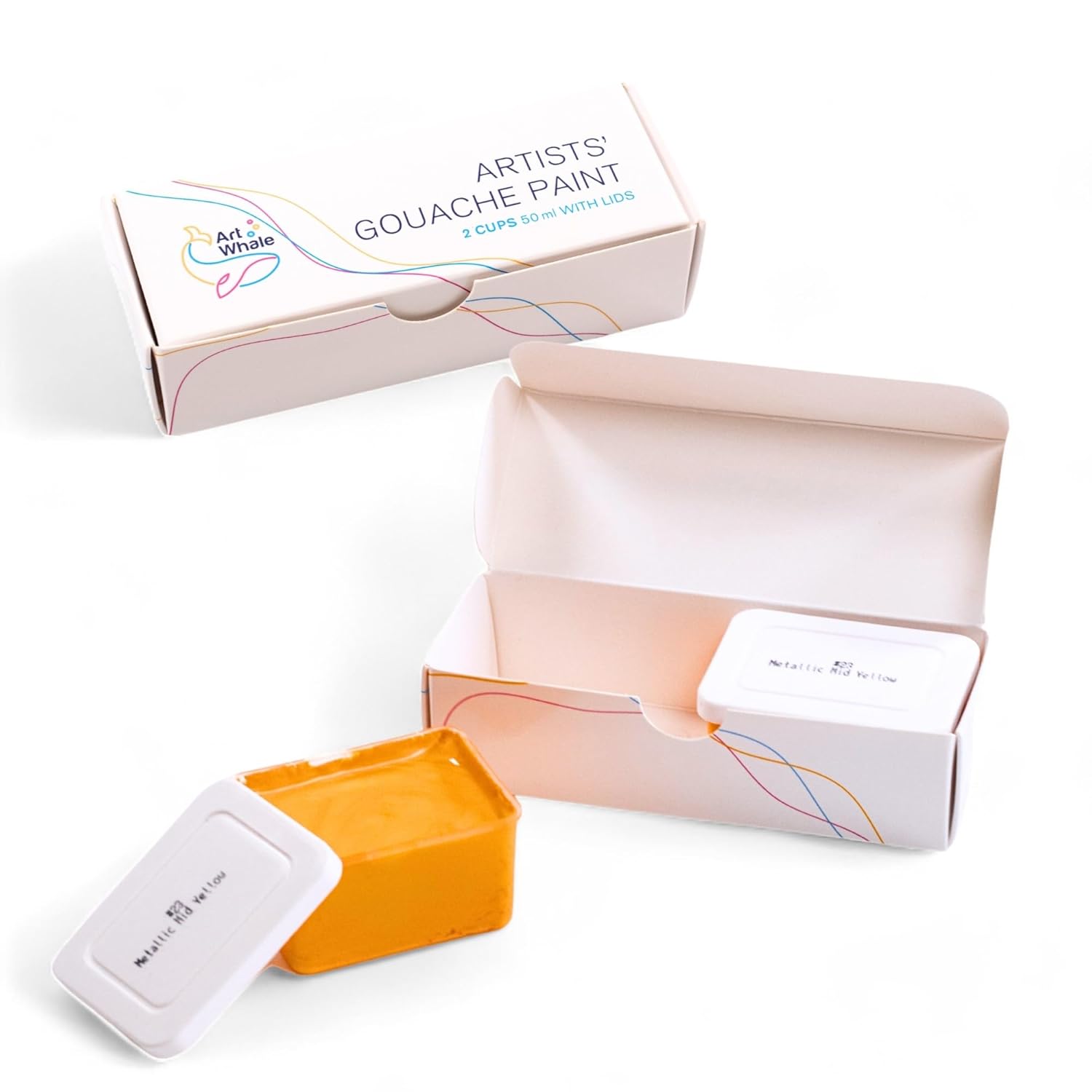 Gouache Metallic Mid Yellow Refills (50Ml/1.7Oz)|Intense Pigments, Easy Color Refill (2 Pcs.)
