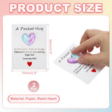 2 Pack Pocket Hug Heart With Greeting Card, Pocket Hug Token Love Cards Cute A Little Resin Heart Shape Bulk For Friends Long Distance Relationship Gifts, Blue Purple