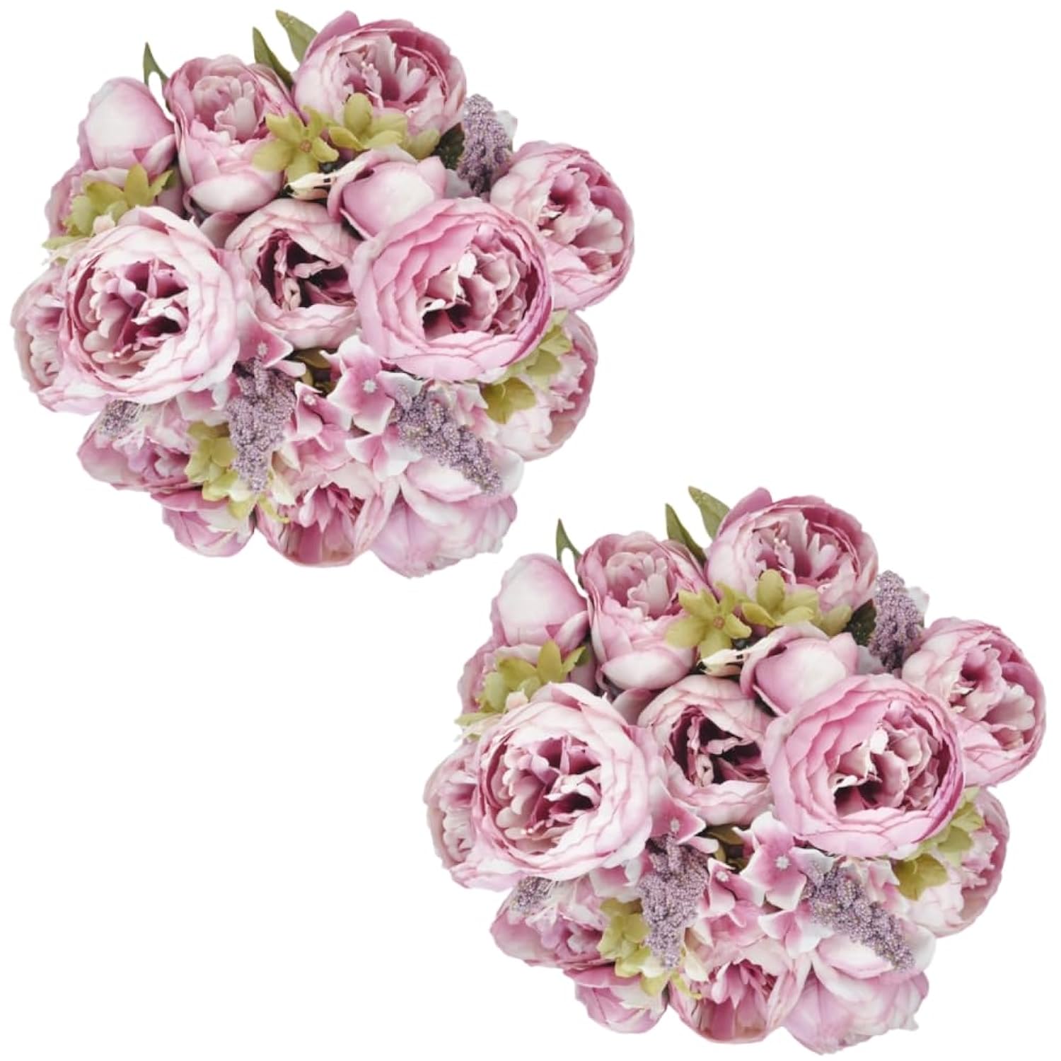 2 Packs Artificial Peony Flowers Silk Peonies Fake Flower Bouquet Arrangements For Home Wedding Party Decoration (Sweetened Bean)