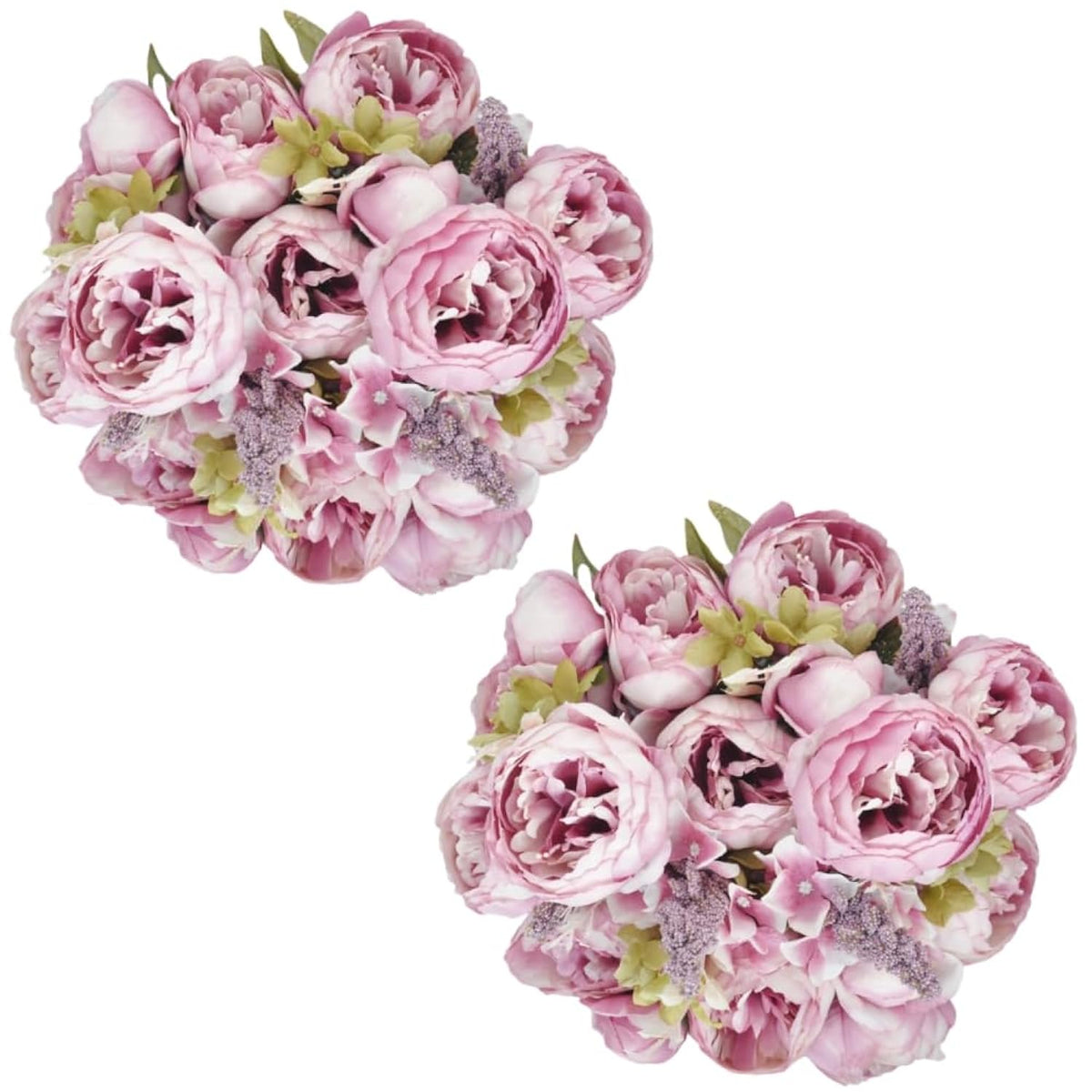 2 Packs Artificial Peony Flowers Silk Peonies Fake Flower Bouquet Arrangements For Home Wedding Party Decoration (Sweetened Bean)