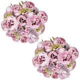 2 Packs Artificial Peony Flowers Silk Peonies Fake Flower Bouquet Arrangements For Home Wedding Party Decoration (Sweetened Bean)
