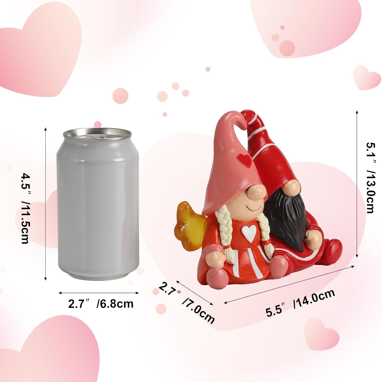 Valentines Gnomes Decor, Sloar Figurine Valentines Day Gifts For Her, Cute Valentine Gnome Figurines Decorations For Home Table Top