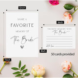 Share A Memory Of The Bride Cards (1 Sign + 50 Cards), Wedding Shower Games, Bridal Shower Games, Minimalist Bridal Shower Memory Sign And Cards-Samb02