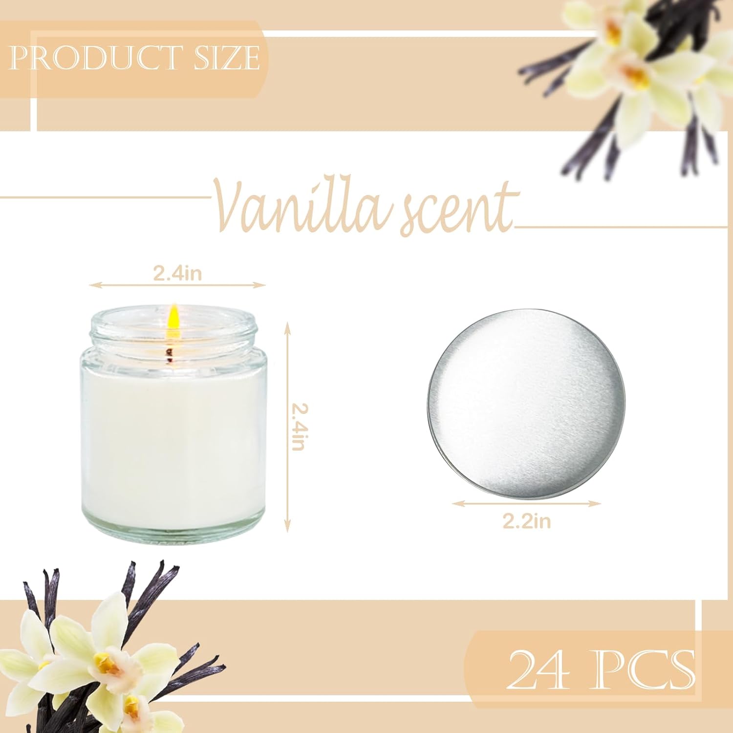 24 Pcs 4 Oz Mini Soy Candles,Vanilla Scented,Aromatherapy Candle,Bulk Candle Set?Great Stress Relieving Scented Candles For Girls As A Gift For Birthdays, Weddings And More!