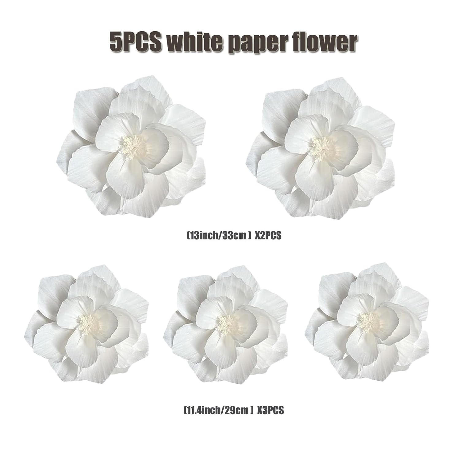 Purple Paper Flowers 5Pcs Tissue Paper Flowers 3D Flower Wall Decor Violet White Lilac Pom Paper Flowers Party Wall Backdrop Decoration Birthday Bridal Baby Shower Wedding Decor (White)