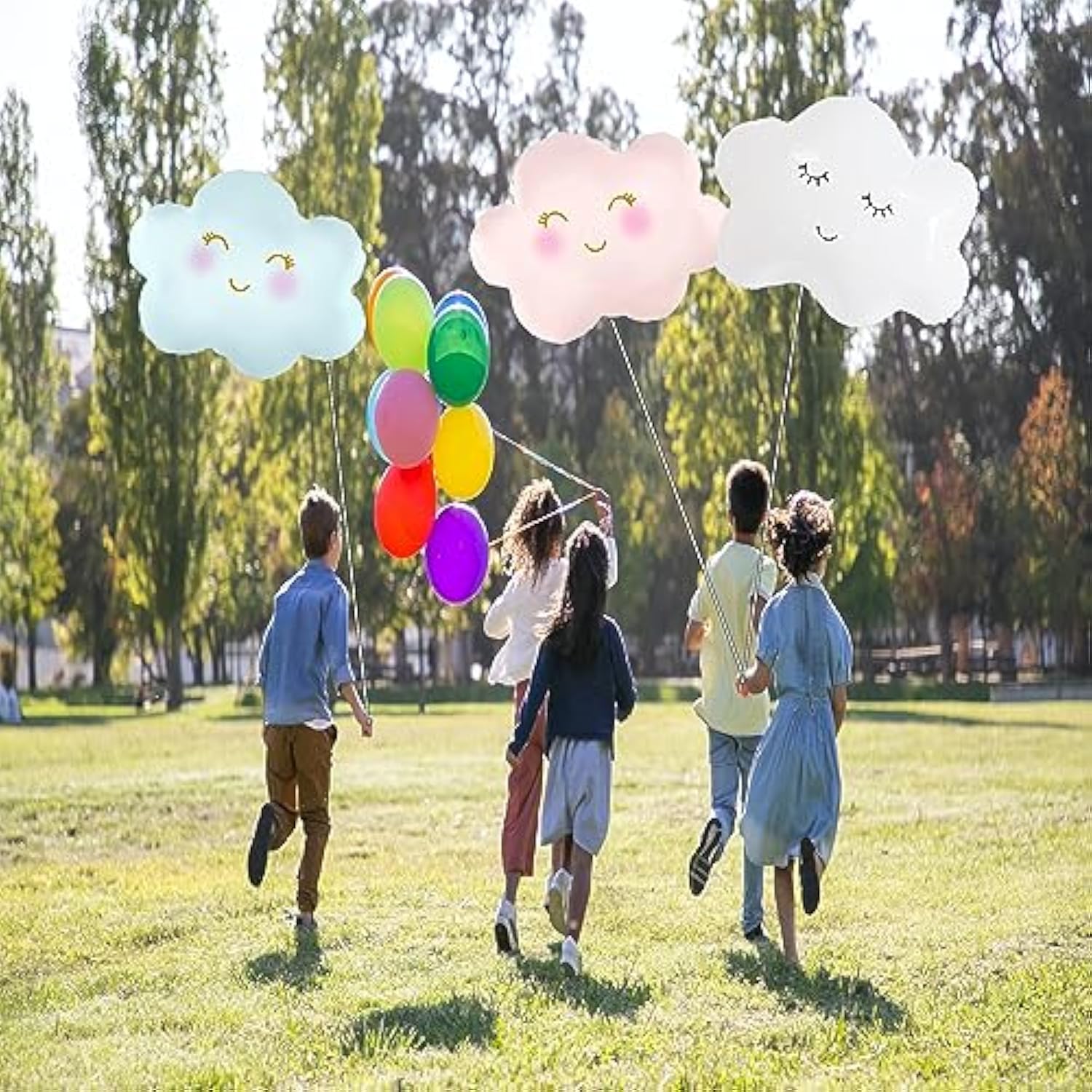 6Pcs Cloud Balloons Foil Mylar Smile Cloud Balloons For Baby Shower And Birthday Party Decorations Supplies