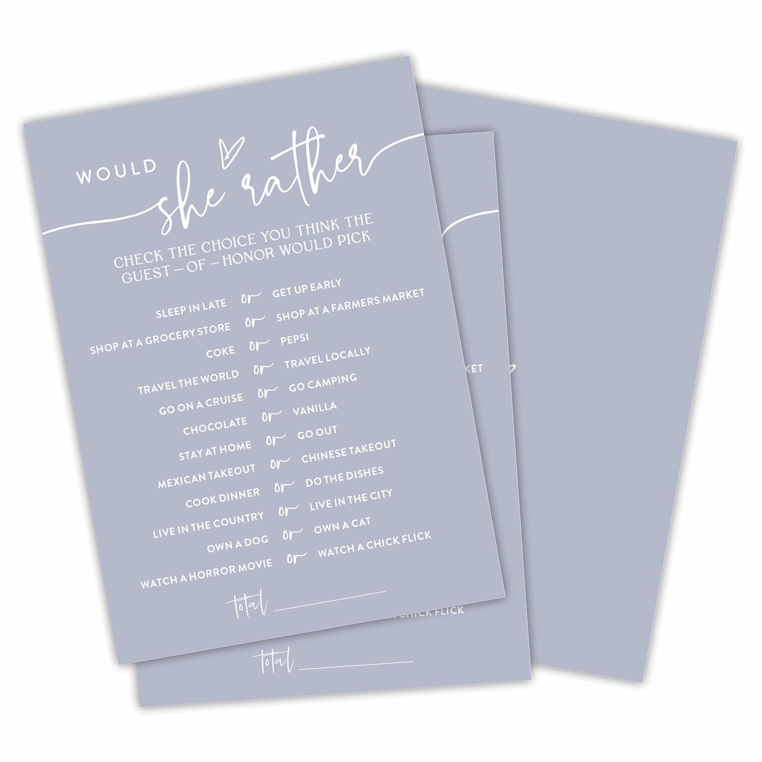 Would She Rather Game Cards For Bridal Shower(30 Pcs), Minimalism Cement Gray Wedding Party Game Cards, Mr & Mrs, Engagement Party, Bridal Shower Party Games & Activities - D02