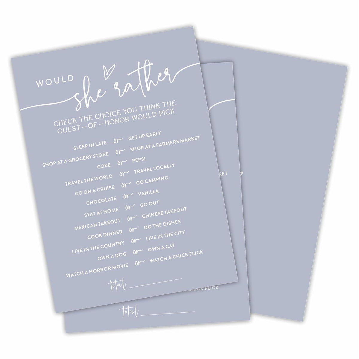 Would She Rather Game Cards For Bridal Shower(30 Pcs), Minimalism Cement Gray Wedding Party Game Cards, Mr & Mrs, Engagement Party, Bridal Shower Party Games & Activities - D02