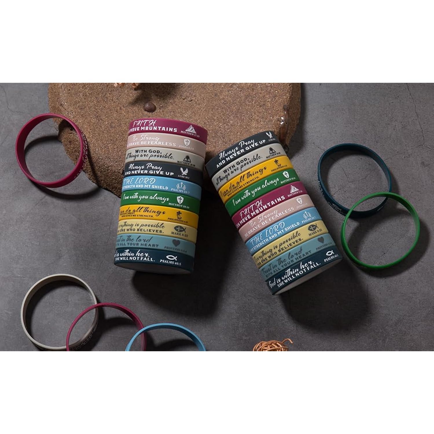 Bible Verses Bracelets Christmas Religious Silicone Bracelets Rubber Bible Verses Wristbands Inspirational Silicone Wristbands Stretch Unisex Wristbands For Men Women Teens Party