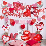 Red Happy Galentines Day Banner And Galentines Heart Garland Valentines Day Foil Balloons Galentines Banner Decorations For Happy Galentine’S Day Party Decorations