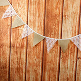White Floral Lace Collection Rustic Linen Pennant Banner - 10.8 Feet
