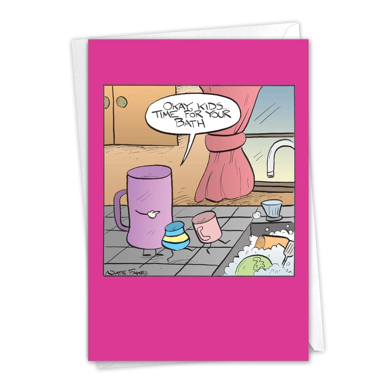 - Funny Mother'S Day Card With Envelope - Cartoon Greeting, Stationery Gift For Mom - Sink Bath C9228Mdg