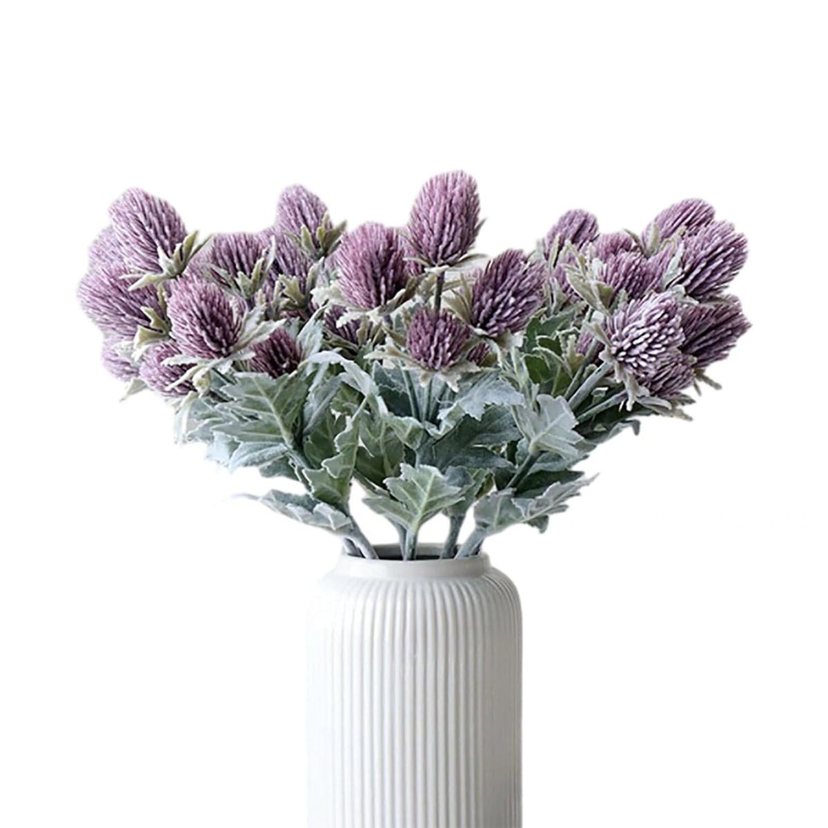 6Pcs Artificial Thistle Flowers, Faux Purple Thistle Spray Eryngo Flower Bouquet Long Stem Thistle Flower Arrangement For Wedding Home Party Decoration