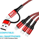 3 Pack 4FT 6 in 1 Multi Charging Cable USB A C to USB C Micro USB for Phone Galaxy iPad PS