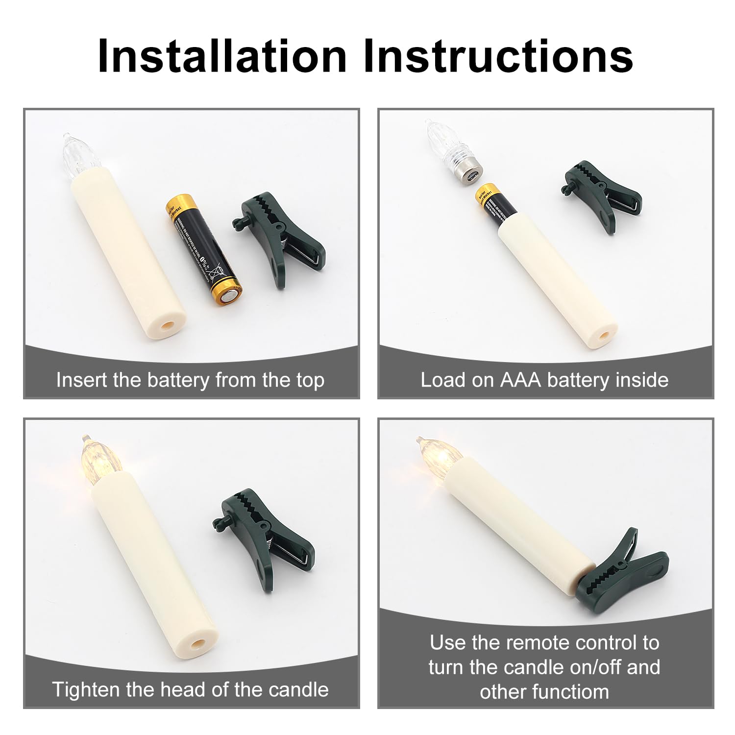 10 Pcs Flameless Led Taper Candles Battery Operated Christmas Tree Candle Lights?Clip On Electric Fake Candles With Remote Timer For Holiday Home Garden Wedding Parties Birthday Decor