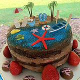 Beach Cake Decorations, 15 Pieces Chair Umbrella Palm Tree Summer Ocean Cake Toppers, Tropical Hawaiian Aloha Luau Theme Decorations For Birthday Baby Shower Wedding Pool Party Decorations Supplies