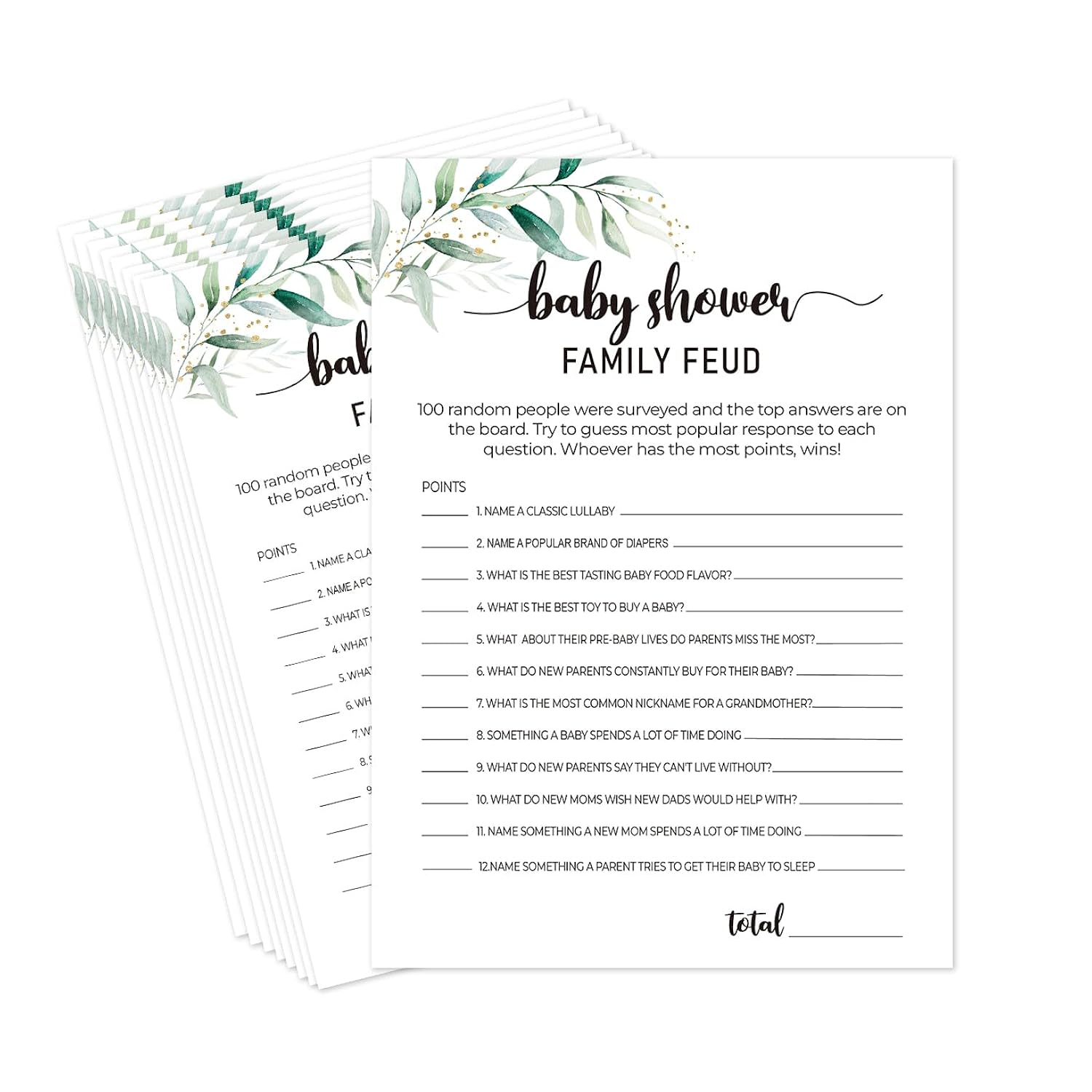 Family Feud Baby Shower Game -Pack Of 30 (Answer Key Included), Fun Baby Shower Games, Baby Shower Trivia, Baby Shower Ideas- Ff04