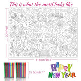 Happy New Year 2026 Coloring Poster with Paint Pens for Kids Parties
