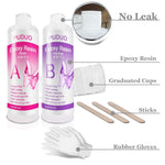 Epoxy Resin Crystal Clear Kit For Art, Jewelry, Crafts, Coating- 16 Oz Including 8Oz Resin And 8Oz Hardener | Bonus 4 Pcs Measuring Cups, 3Pcs Sticks, 1 Pair Rubber Gloves By