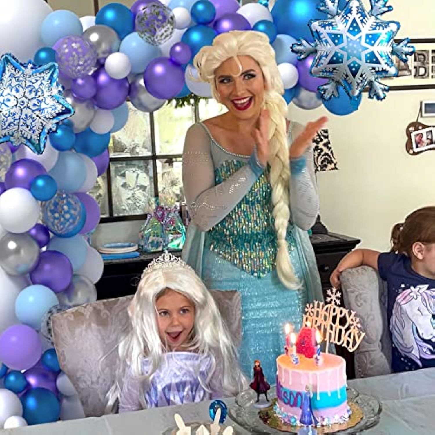 Frozen Balloon Garland 130Pcs Winter Balloon Arch Kit With Snowflake Balloons White Blue Purple Sliver Balloon Kit For Winter Theme Baby Shower Supplies Snowman Birthday Party Decorations