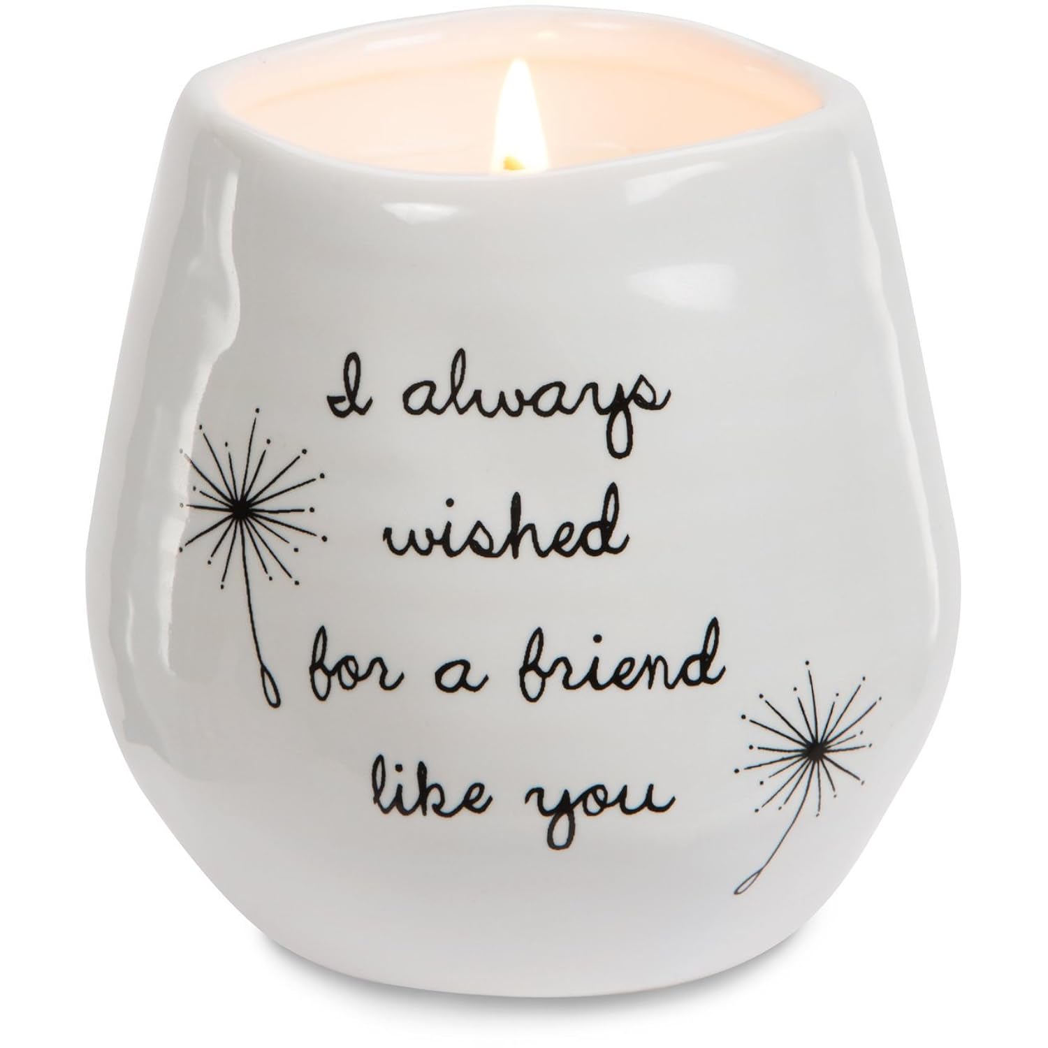 Pavilion - 8 Oz Candle Holder - White Ceramic Candle Jar with 100% Soy Wax Candle Cotton Scent "I Always Wished For A Friend Like You" Ideal Gift for a Friend - Printed Text, Love Theme & Oval Shape