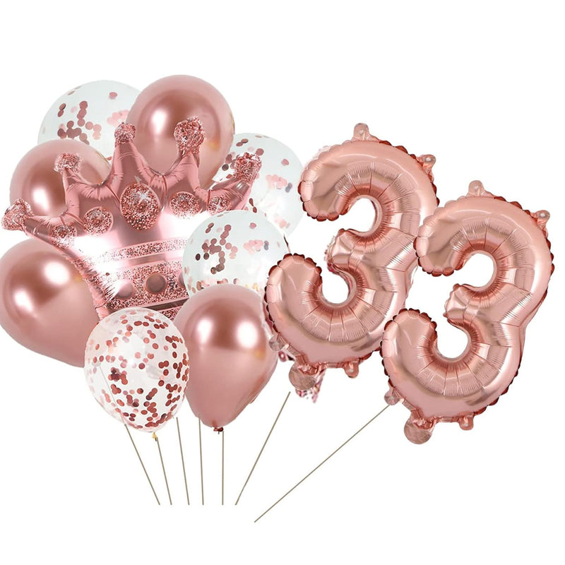 33Th Birthday Balloon,Rose Gold Number 33 Mylar Balloon,Funny 33Th Bir